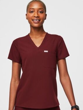 Women's Figs Catarina scrub top - burgundy - small